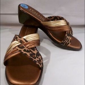 ITALIAN SHOEMAKERS BRONZE GOLD ANIMAL PRINT SLIDE